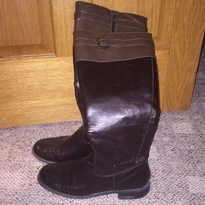 Tall brown riding boots